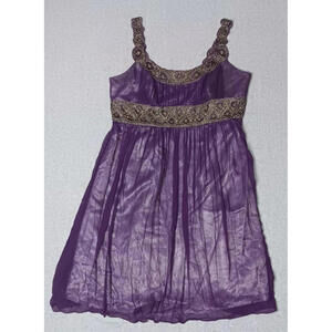 Davids Bridal Sleeveless Beaded 100% Silk Dress Womens Size 20 Purple Prom Bride